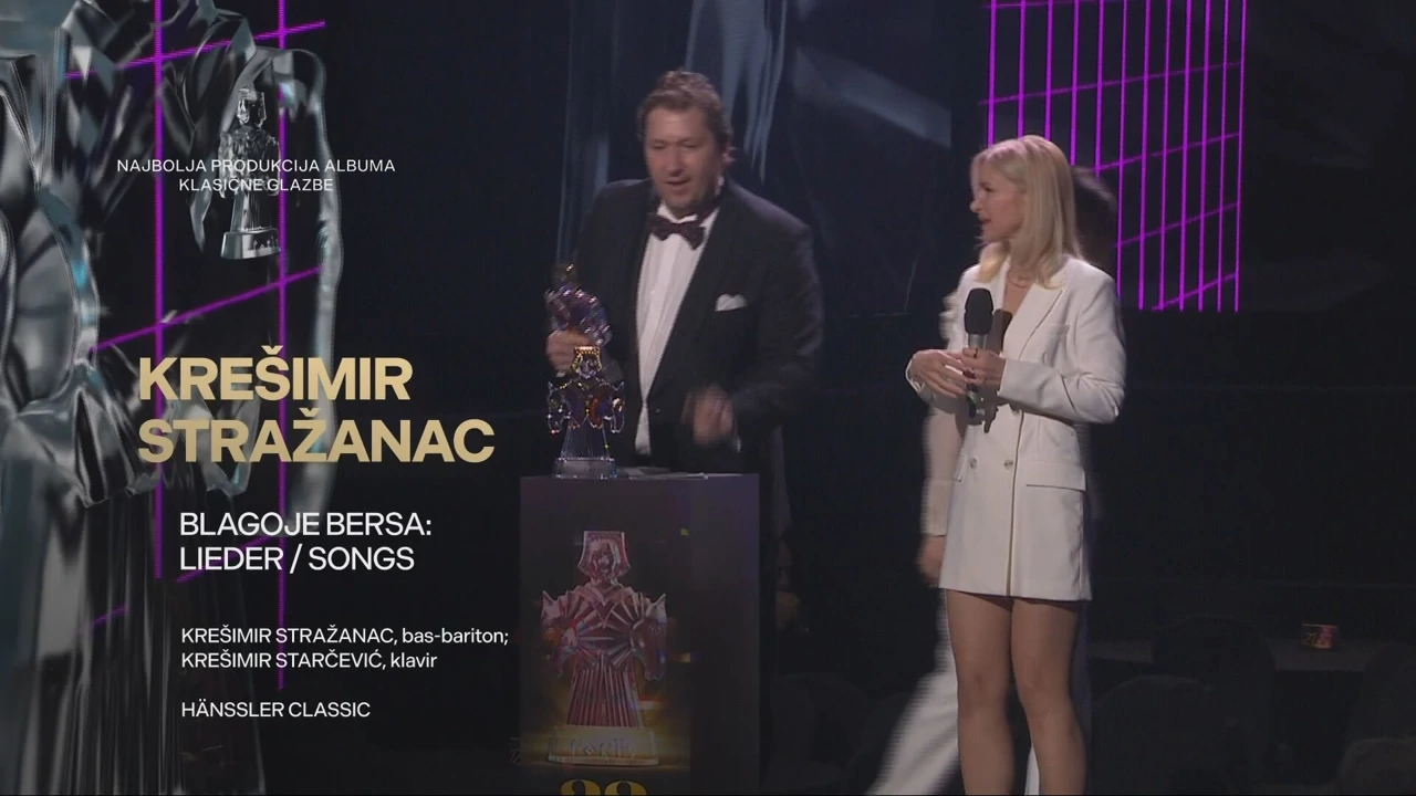Najbolja produkcija albuma klasične glazbe - Blagoje Bersa: Lieder / Songs(Krešimir Stražanac, bas-bariton; Krešimir Starčević, klavir), Foto: HTV/HRT