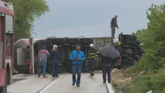 Na državnoj cesti Drniš-Knin prevrnula se cisterna, Foto: HTV/HRT