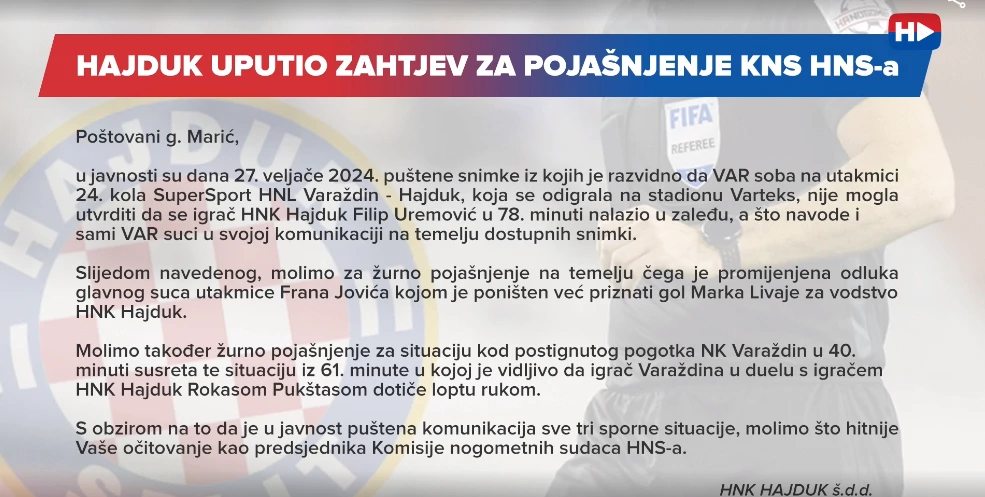 Priopćenje Hajduka