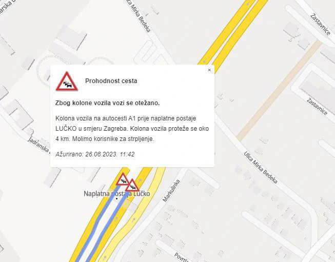 Izvješće o stanju na naplati Lučko