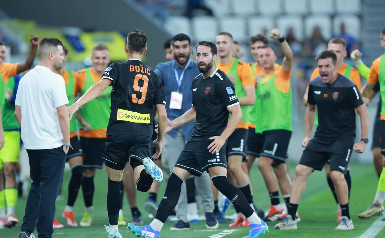 Slavlje Šibenčana nakon Božićevog gola, Foto: Davor Javorović /PIXSELL