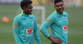 Estevao i Casemiro na treningu brazilske reprezentacije