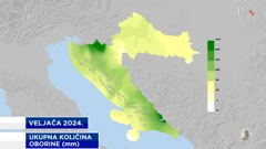 ukupna mjesečna količina oborine tijekom veljače, Foto: HTV/DHMZ/HRT