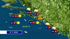 Vremenska prognoza, 6.7.2022., Foto: HTV/HRT