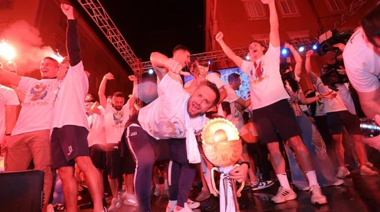 Prizor s proslave igrača i trenera Rijeke