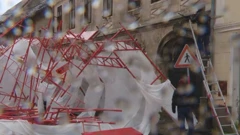 Zagreb: Vjetar srušio skelu na Markovom trgu, Foto: HTV/HRT