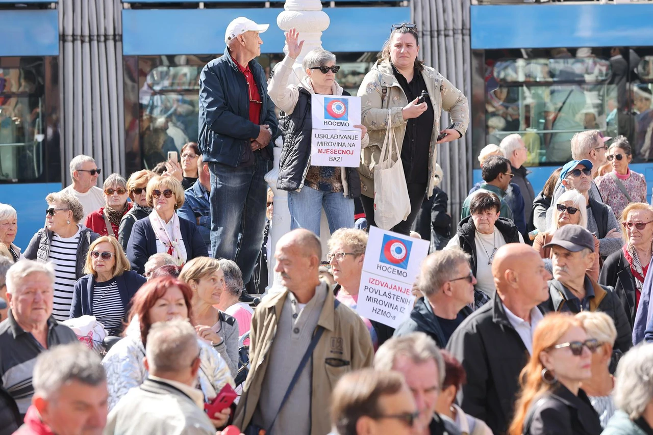 Prosvjed umirovljenika u Zagrebu, Foto: Patrik Macek/PIXSELL
