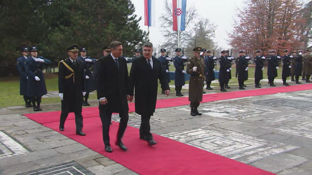 Predsjednik Milanović na Pantovčaku je, uz sve državne počasti, dočekao predsjednika Pahora, Foto: HTV/HRT