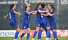 Slavlje hrvatskih nogometašica nakon pogotka Ivane Slipčević, Foto: Damir Krajac/CROPIX