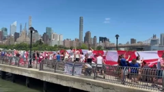 Razvijanje hrvatske zastave u New Yorku, Foto: HTV/HRT
