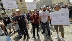 Prosvjed željezničara na Markovu trgu