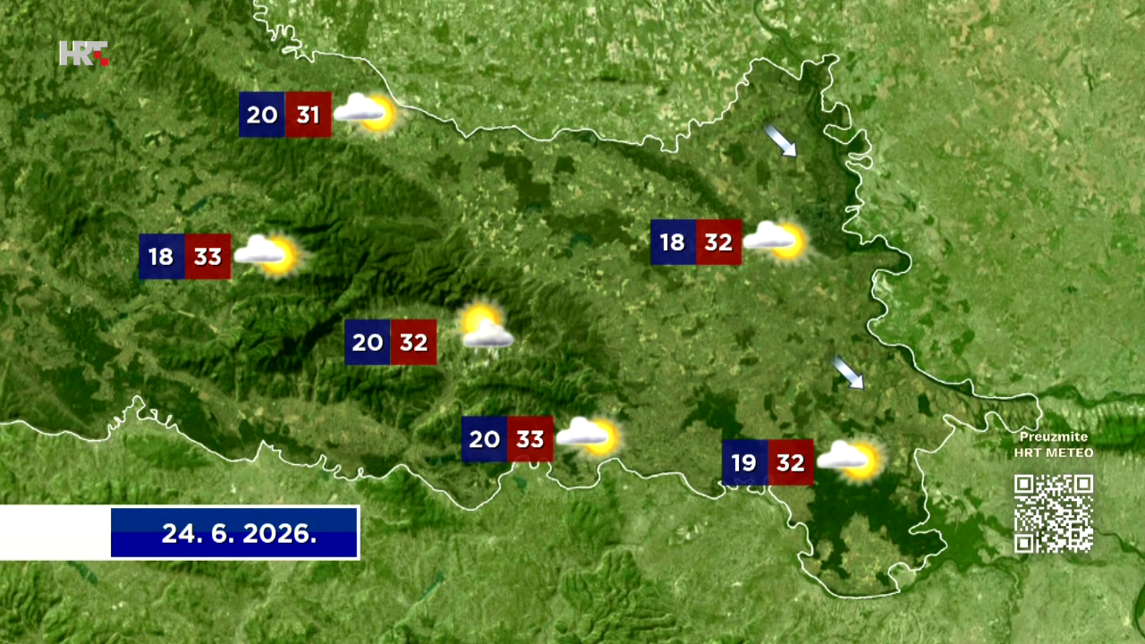 Vremenska prognoza za 24. lipnja , Foto: Dnevnik /HRT