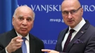 Gordan Grlić Radman i irački ministar Fuad Husein za vrijeme posjeta Zagrebu