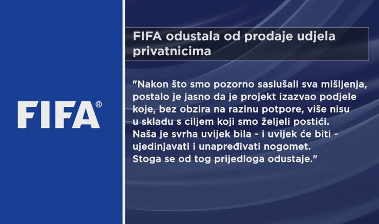 FIFA odustala od prodaje udjela u Svjetskom prvenstvu