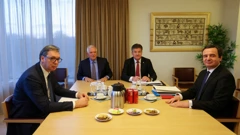 Aleksandar Vučić, Albin Kurti, Josep Borrell i Miroslav Lajčak 