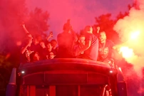 Dinamovci u otvorenom busu idu na Trg bana Jelačića, Foto: Marko Lukunic/PIXSELL