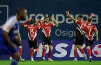 Nogometaši Lokomotive nakon pogotka Dinamu, Foto: Slavko Midzor/PIXSELL