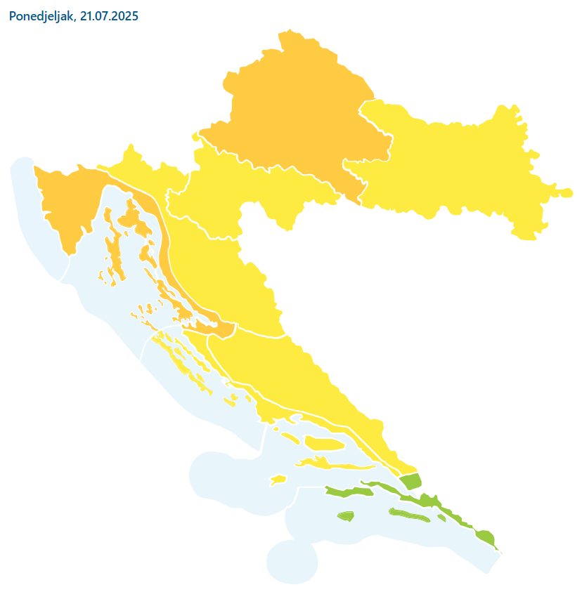 Narančasto upozorenje za zagrebačku i riječku regiju