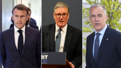 Emmanuel Macron, Keir Starmer, Mark Carney