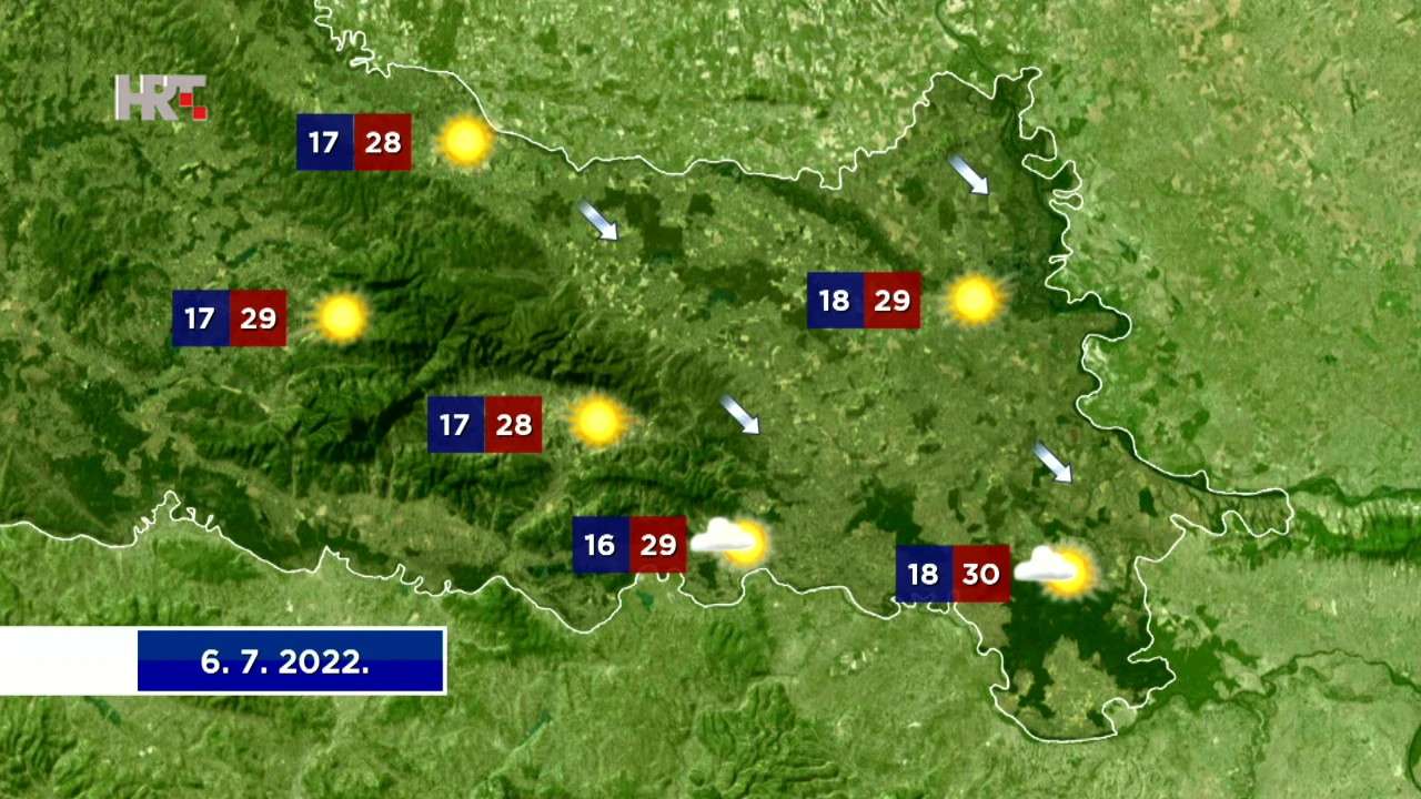 Vremenska prognoza, 6.7.2022., Foto: HTV/HRT