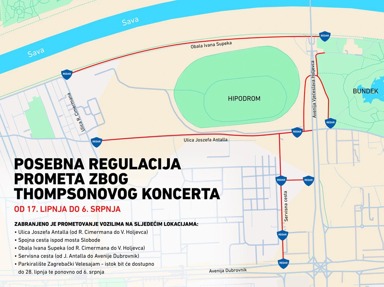 Privremena regulacija prometa uoči i tijekom Thompsonovog koncerta 