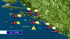 Vremenska prognoza 24.7.2022., Foto: HTV/HRT