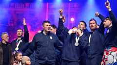 Duvnjak, Pešić i Martinović na dočeku 