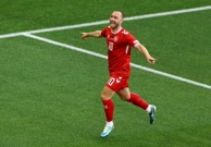 Eriksen slavi pogodak Sloveniji, Foto: Leonhard Simon/REUTERS