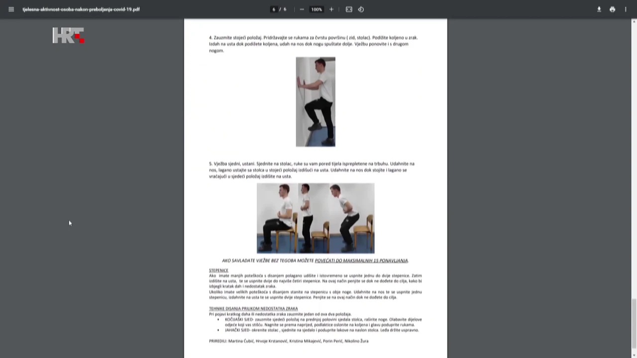 tjelovježba nakon COVID-a, Foto: HTV/HRT