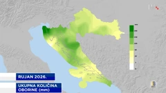 ukupna mjesečna količina oborine u rujnu 2026., Foto: HTV/DHMZ/HRT