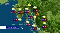 Vremenska prognoza za 29.6.2022., Foto: HTV/HRT