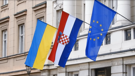 Flags on the government building in Zagreb