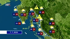 Vremenska prognoza, 7.7.2022. , Foto: HTV/HRT