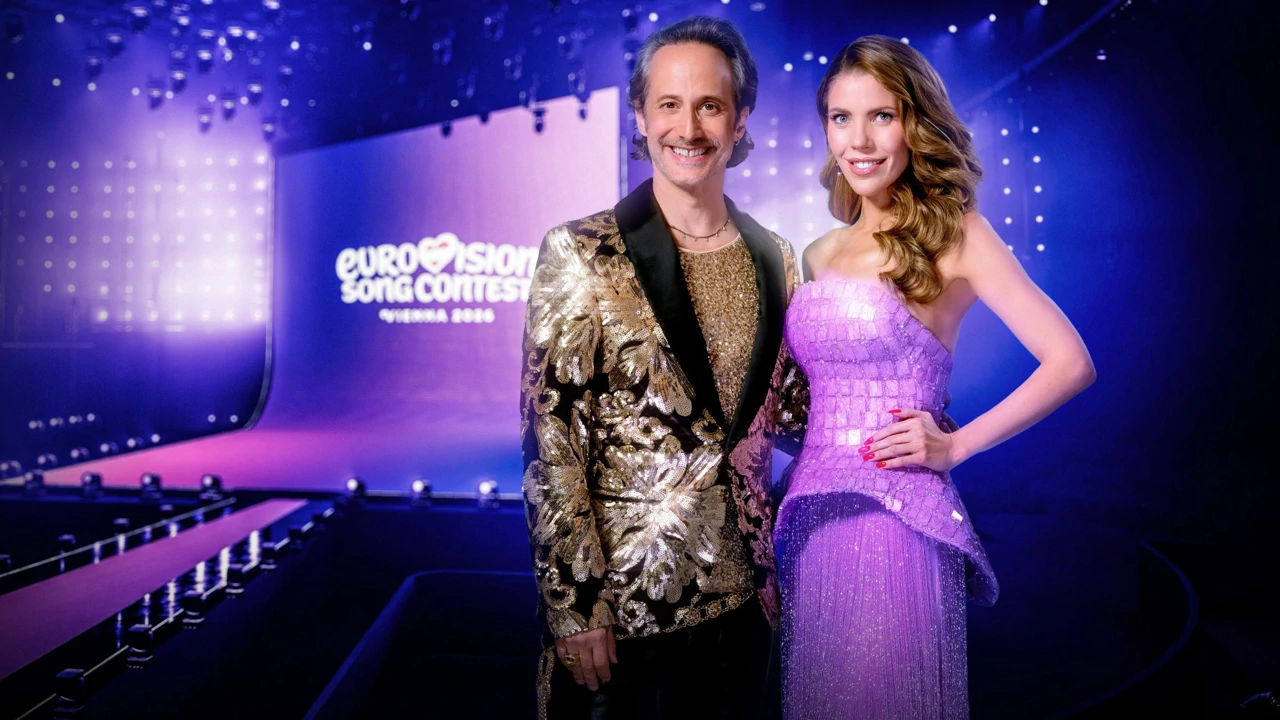 Victoria Swarovski i Michael Ostrowski, voditelji Eurovizije 2026 , Foto: ORF/promo