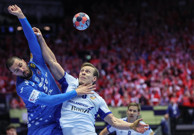  Island - Hrvatska. Mario Šoštarić i Janus Dadi Smarason, Foto: Sanjin Strukic/PIXSELL