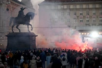 Navijači na Trgu bana Jelačića , Foto: Davor Puklavec /Pixsell
