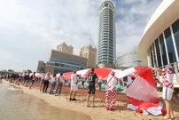 Hrvatska navijačka zastava u Dohi, Foto: Goran Stanzl/PIXSELL