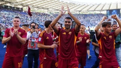 Slavlje igrača Rome nakon pobjede protiv Lazija 