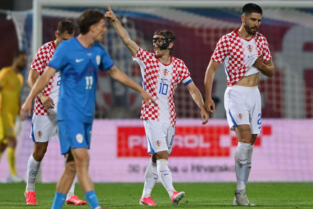Modrić slavi pogodak protiv Slovenije, Foto: Igor Soban/PIXSELL