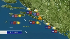Vremenska prognoza, 5.7.2022., Foto: Vremenska prognoza, 5.7.2022./HTV