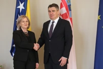 Predsjednik Zoran Milanović s predsjedateljicom Vijeća ministara BiH Borjanom Krišto, Foto: Robert Anic /Pixsell