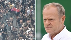 Ukrajinci sa zastavom OUN-B u Poljskoj / Donald Tusk