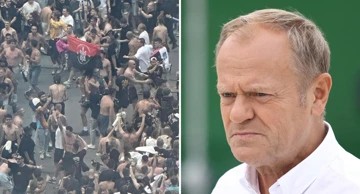 Ukrajinci sa zastavom OUN-B u Poljskoj / Donald Tusk