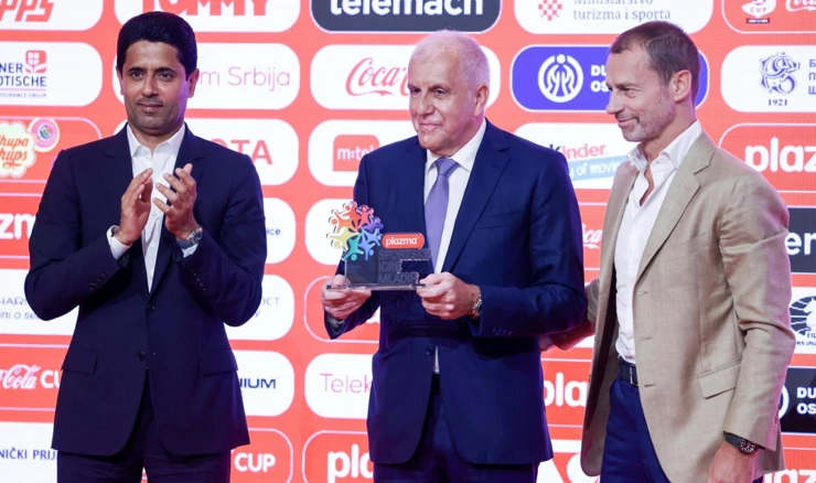 Nasser Al-Khelaifi, Željko Obradović i Aleksander Čeferin 