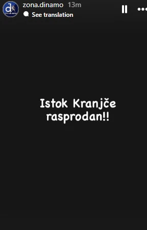 Objava na Instagram profilu Zona Dinamo