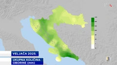 ukupna količina oborine u veljači 2025., Foto: HTV/DHMZ/HRT