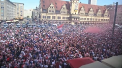 U Leipzig stigla najveća hrvatska navijačka zastava dugačka 107 metara  , Foto: Ante Čizmić/CROPIX