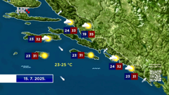 Prognoza vremena 15.7.2025., Foto: HTV/HRT