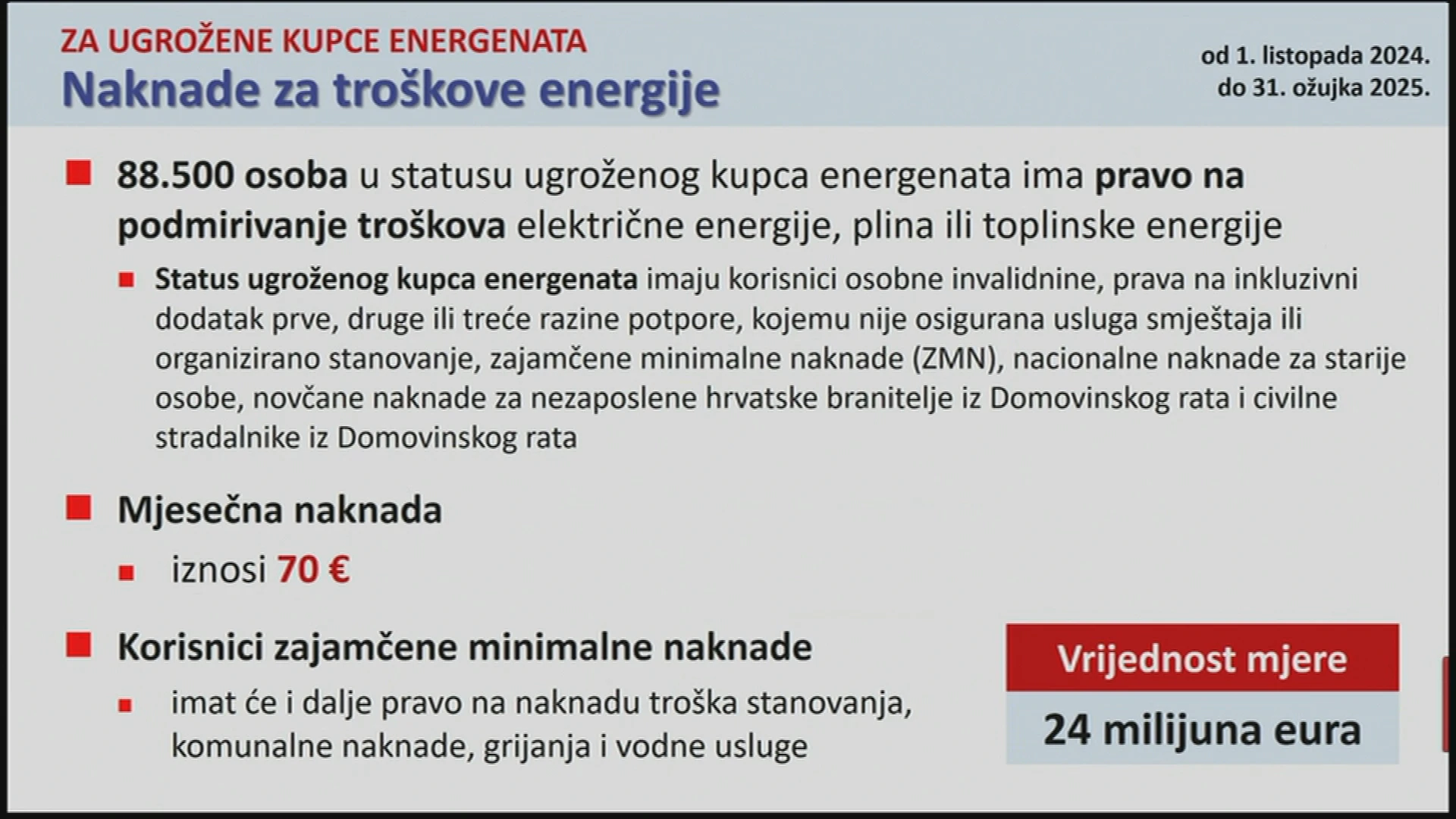 Naknade za troškove energije - za ugrožene kupce energenata