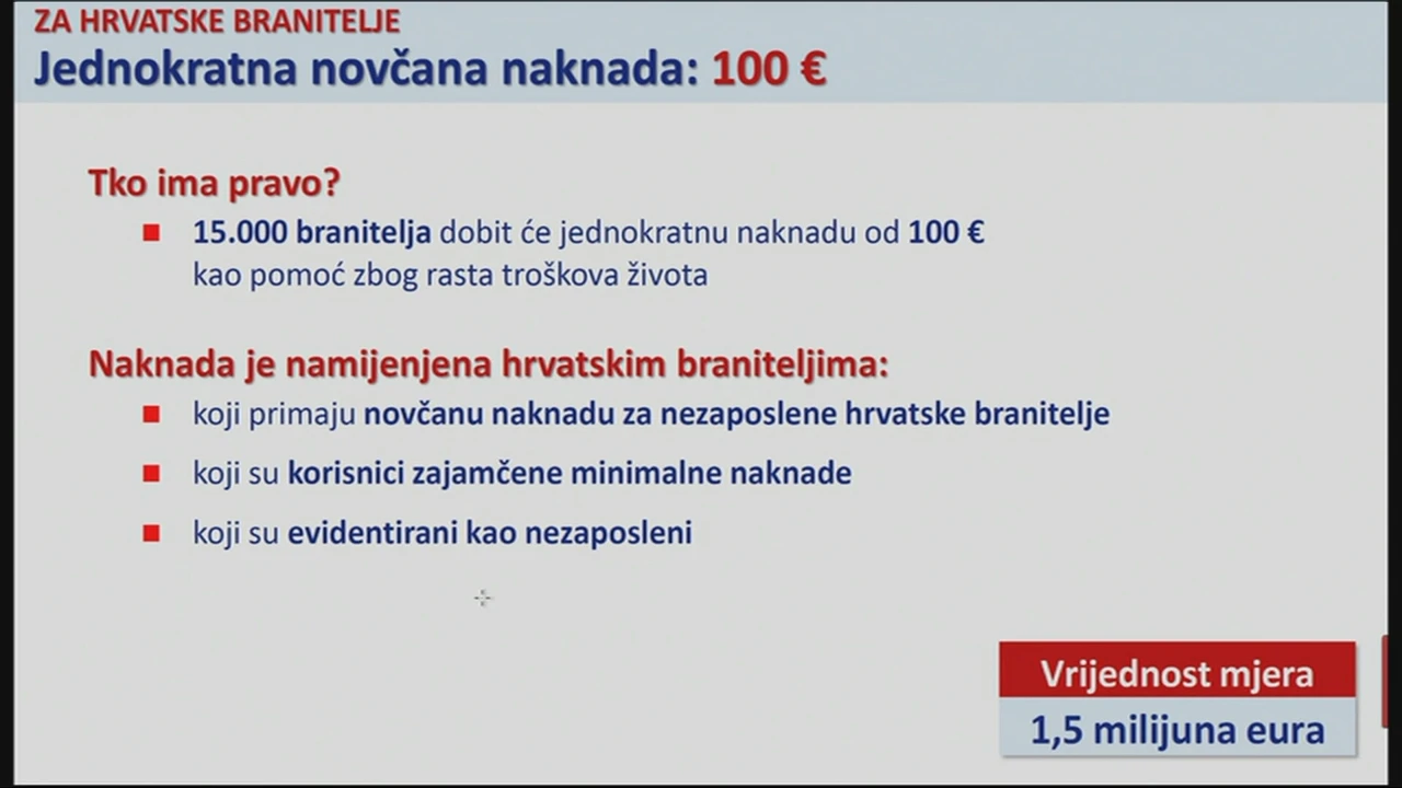 Jednokratna novčana nagrada za branitelje